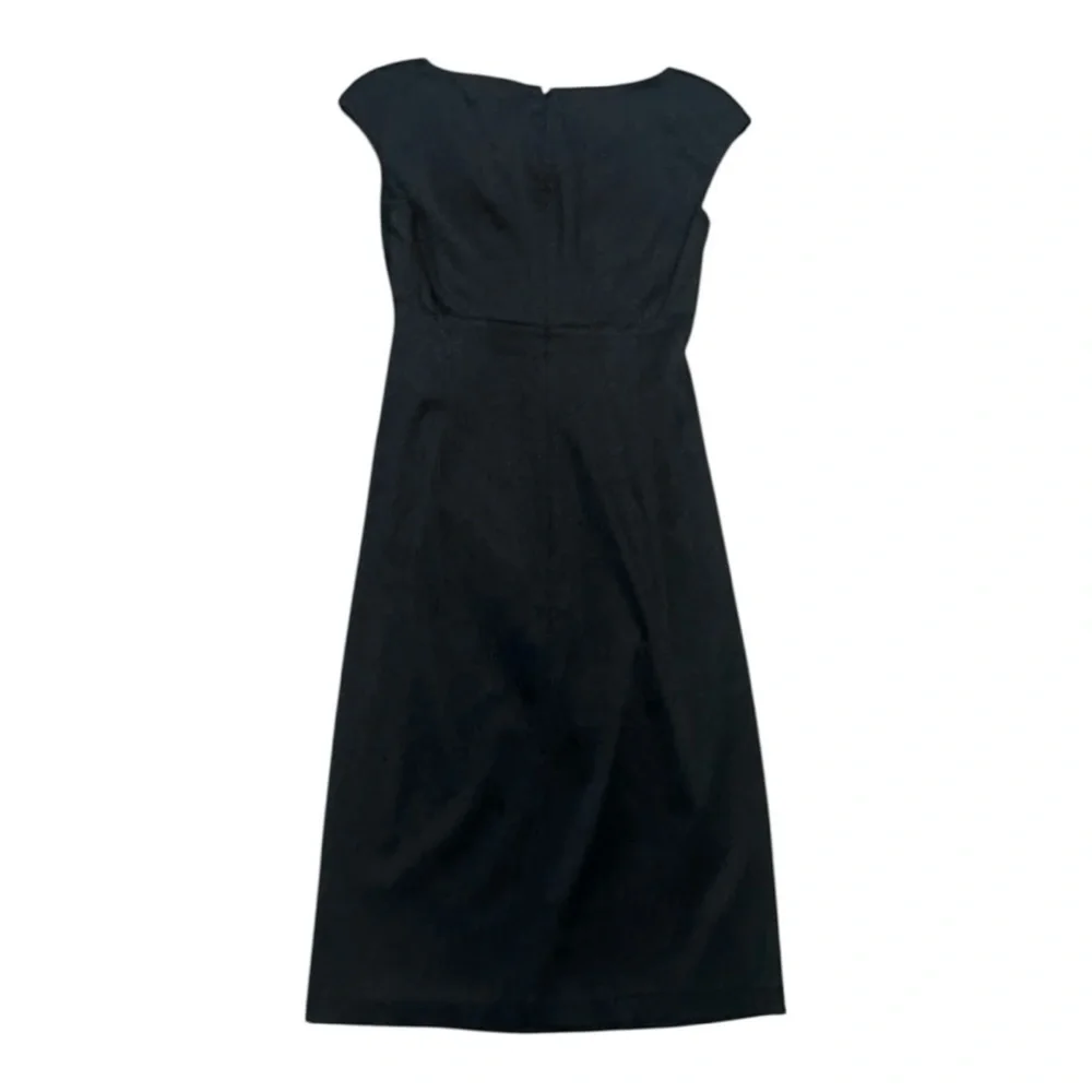 LAUREN RALPH Black Satin Midi Dress Cocktail Party Work Event Holiday Size 2